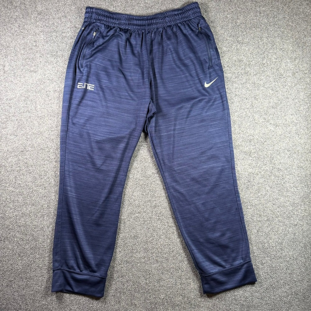 Nike Elite Training Pants Mens XXL Navy Blue Dri-FIT Space Dye Joggers